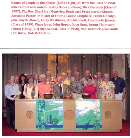 Angels attend services at Montview Presbyterian Church the Sunday of our reunion weekend